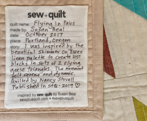 Flying in Pairs Quilt Label